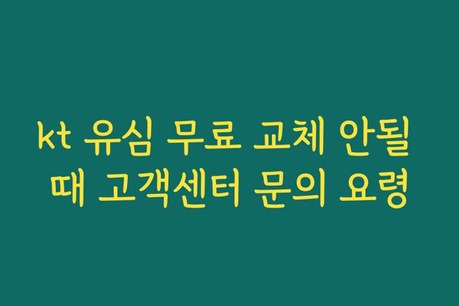 kt 유심 무료 교체 안될 때 고객센터 문의 요령