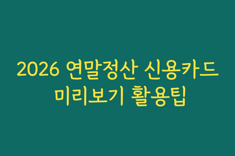 2026 연말정산 신용카드 미리보기 활용팁