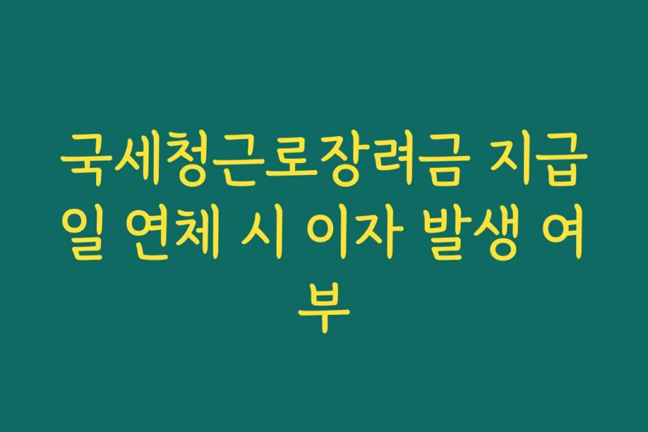 국세청근로장려금 지급일 연체 시 이자 발생 여부