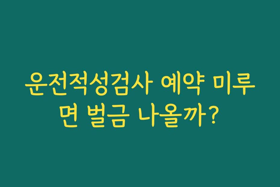 운전적성검사 예약 미루면 벌금 나올까?