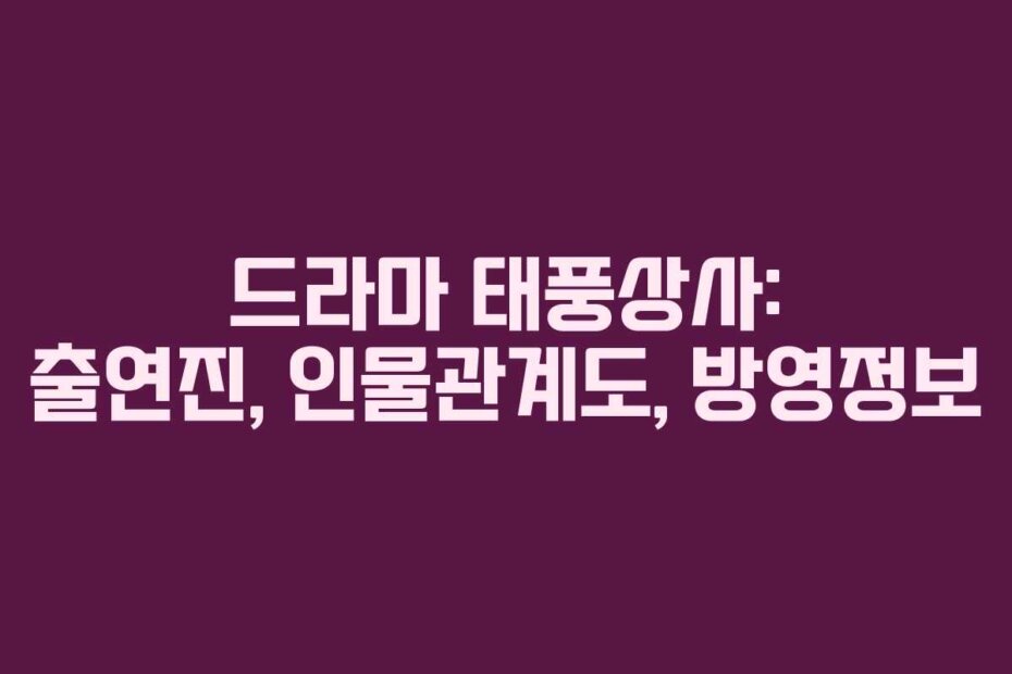 드라마 태풍상사: 출연진, 인물관계도, 방영정보