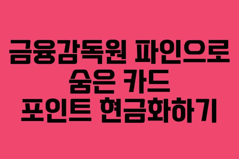 금융감독원 파인으로 숨은 카드 포인트 현금화하기