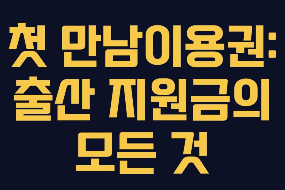 첫 만남이용권: 출산 지원금의 모든 것