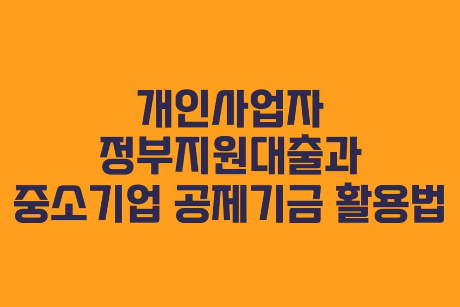 개인사업자 정부지원대출과 중소기업 공제기금 활용법