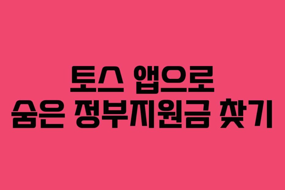 토스 앱으로 숨은 정부지원금 찾기