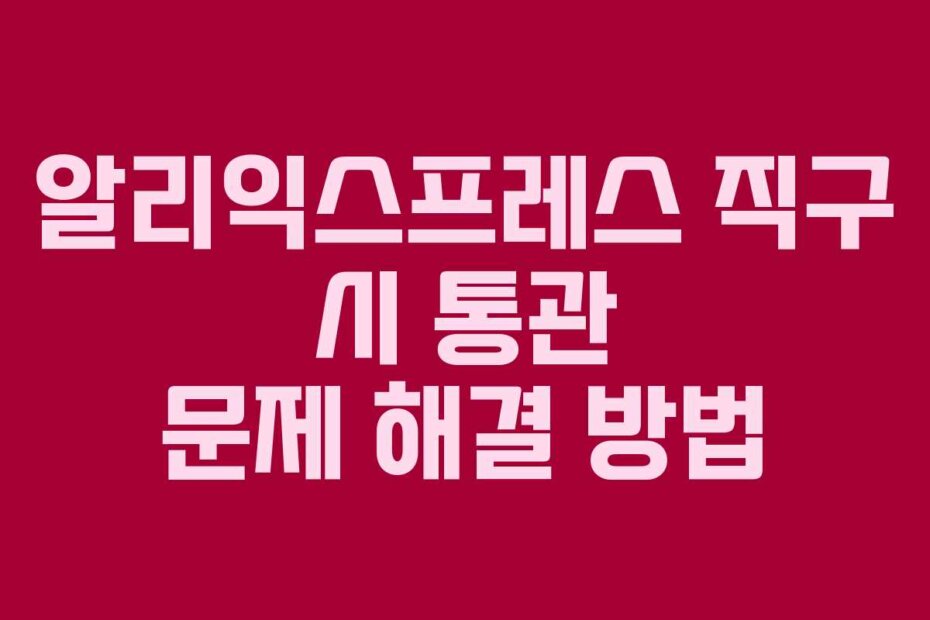 알리익스프레스 직구 시 통관 문제 해결 방법