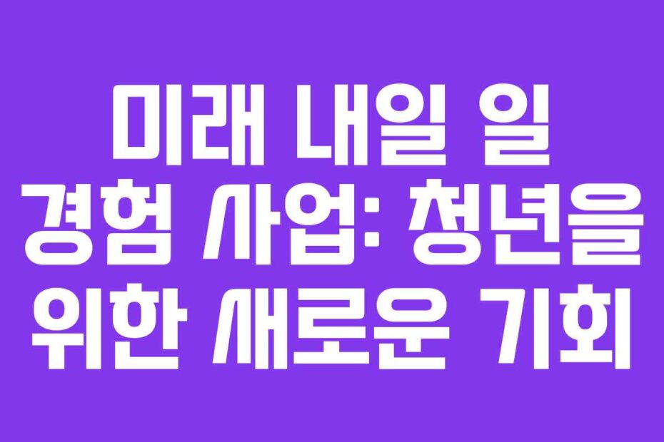 미래 내일 일 경험 사업: 청년을 위한 새로운 기회