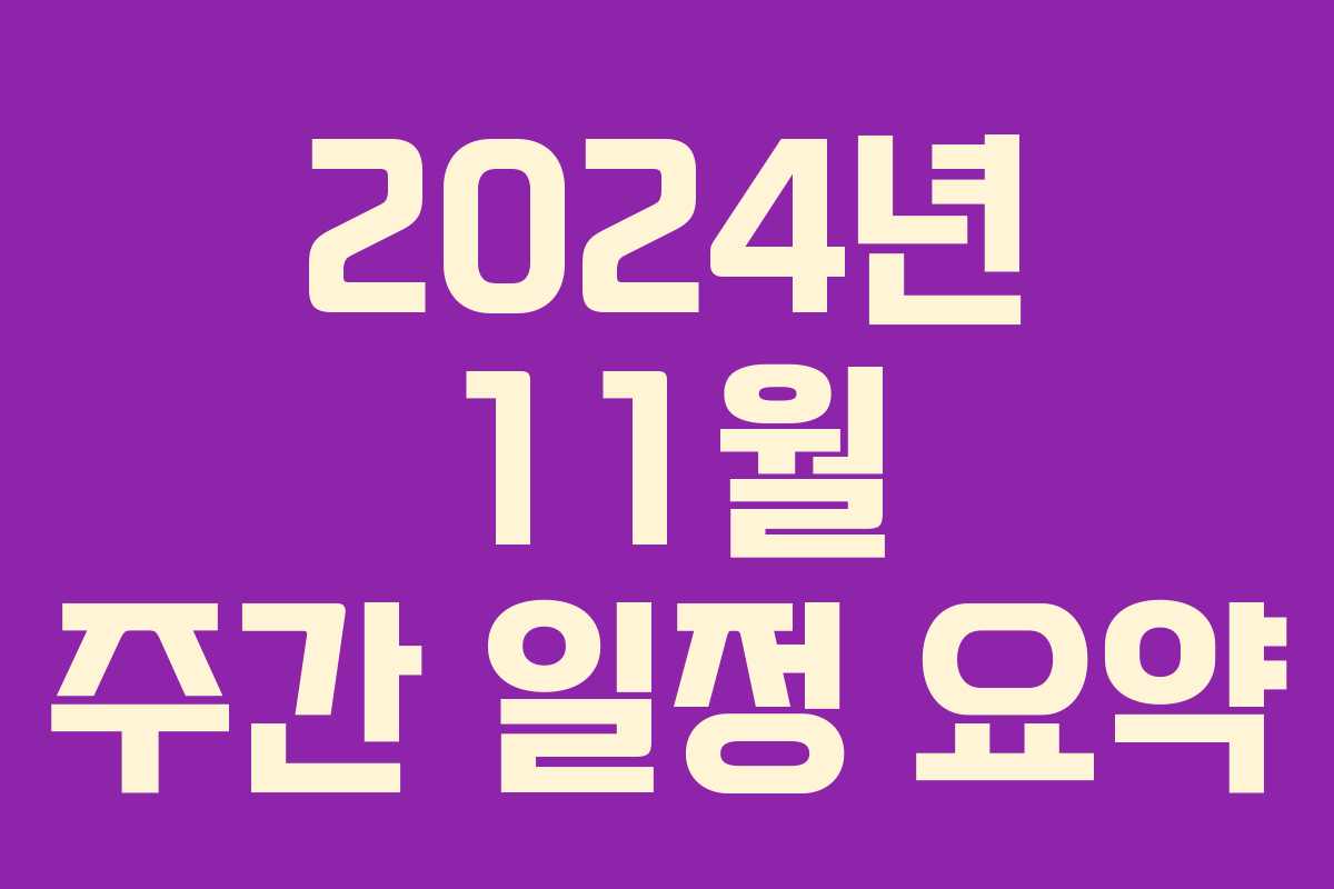 2024년 11월 주간 일정 요약