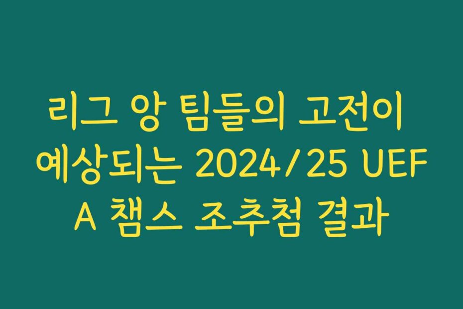 리그 앙 팀들의 고전이 예상되는 2024/25 UEFA 챔스 조추첨 결과