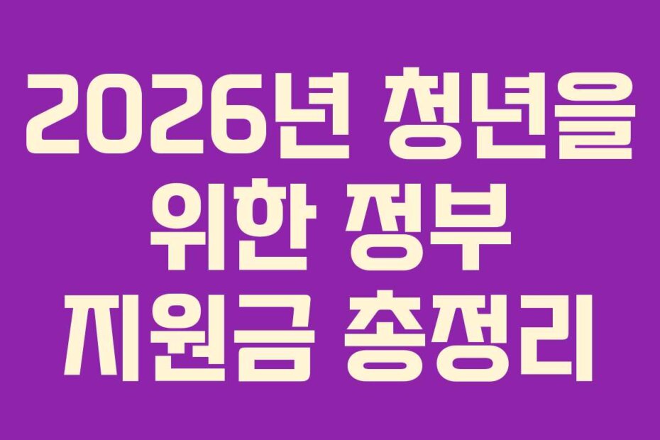 2026년 청년을 위한 정부 지원금 총정리