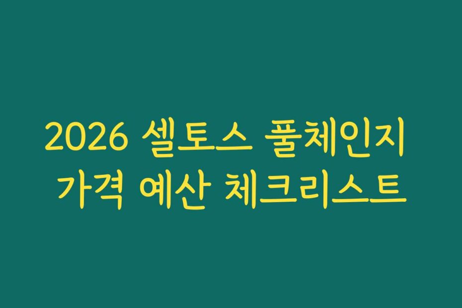 2026 셀토스 풀체인지 가격 예산 체크리스트