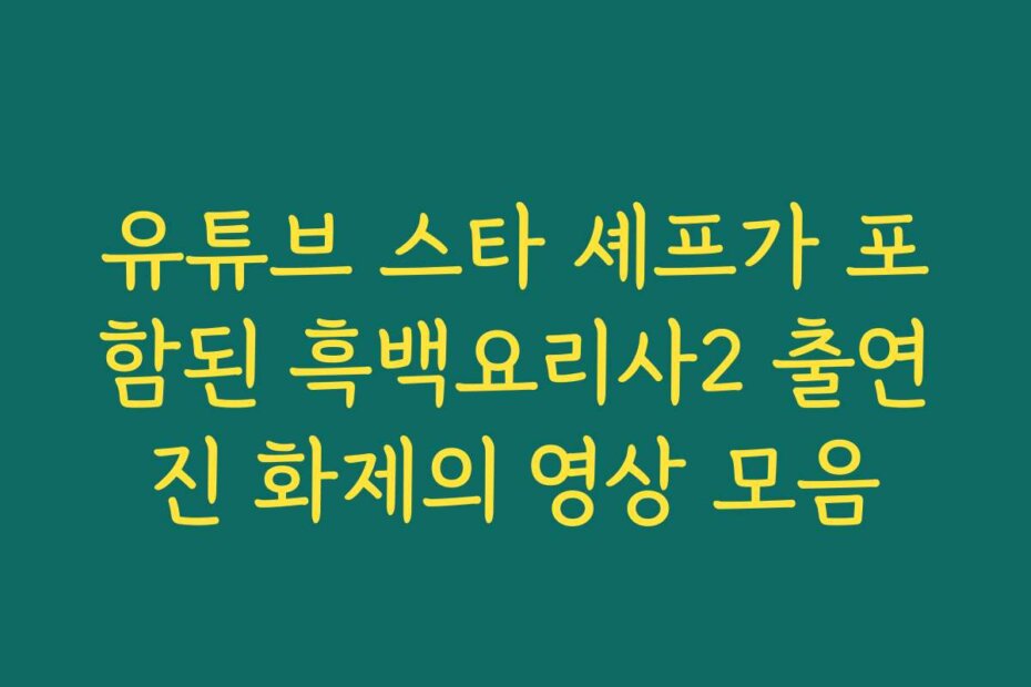 유튜브 스타 셰프가 포함된 흑백요리사2 출연진 화제의 영상 모음