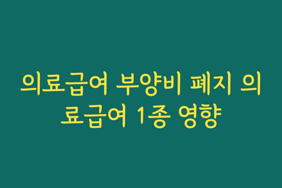 의료급여 부양비 폐지 의료급여 1종 영향