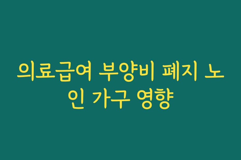 의료급여 부양비 폐지 노인 가구 영향