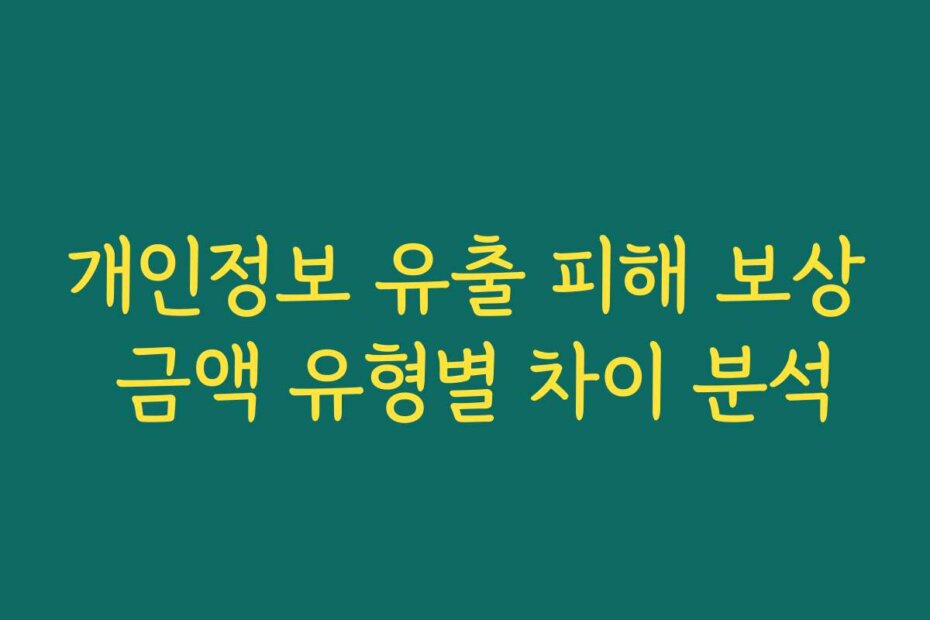 개인정보 유출 피해 보상 금액 유형별 차이 분석