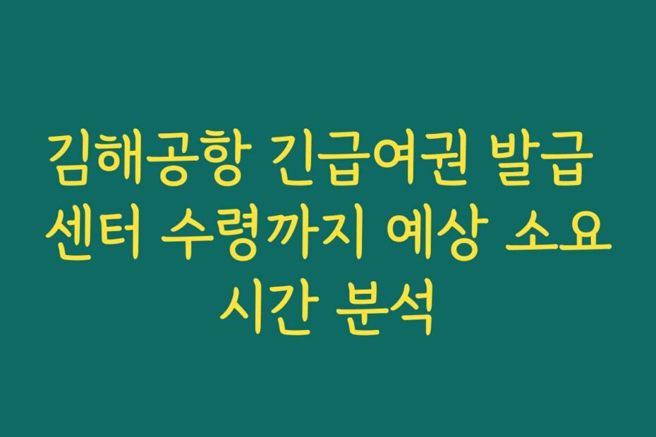 김해공항 긴급여권 발급 센터 수령까지 예상 소요시간 분석