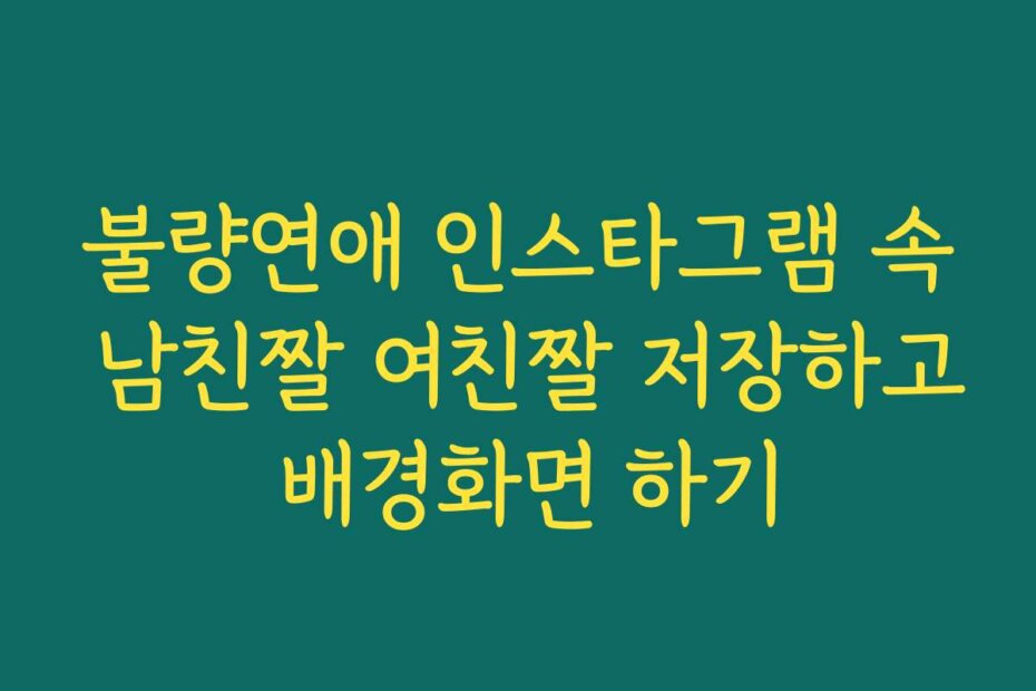 불량연애 인스타그램 속 남친짤 여친짤 저장하고 배경화면 하기