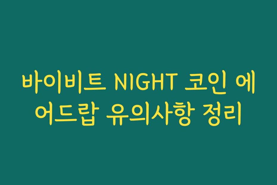 바이비트 NIGHT 코인 에어드랍 유의사항 정리