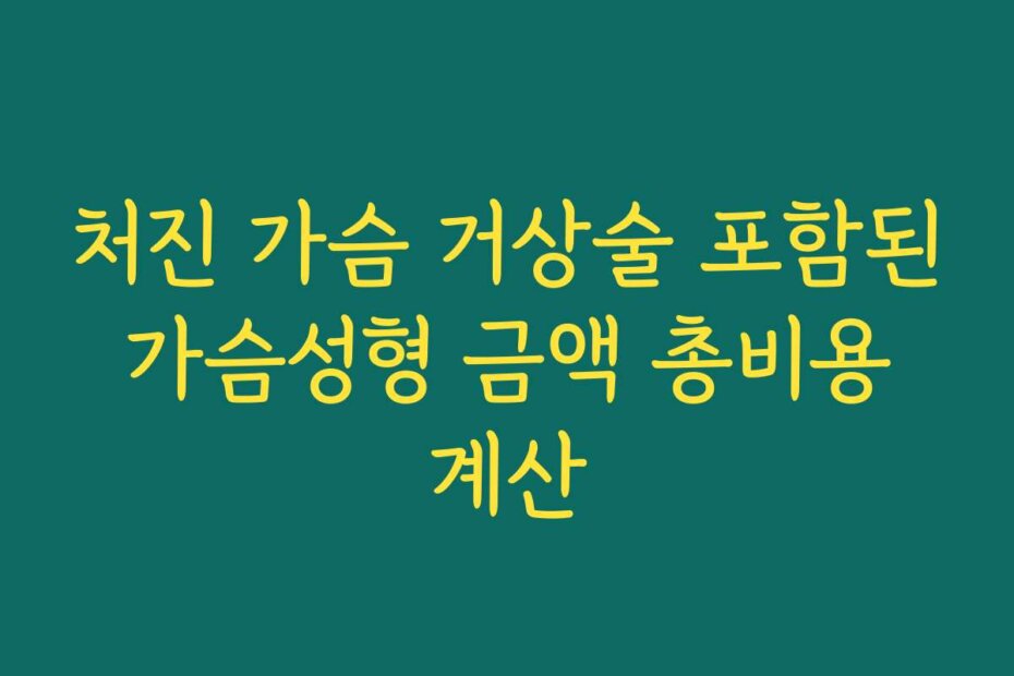 처진 가슴 거상술 포함된 가슴성형 금액 총비용 계산
