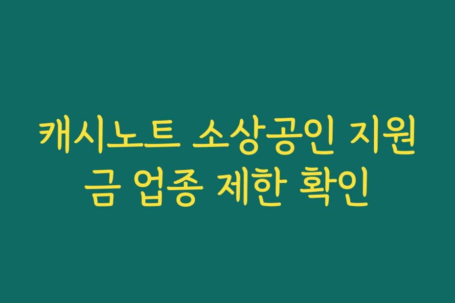 캐시노트 소상공인 지원금 업종 제한 확인