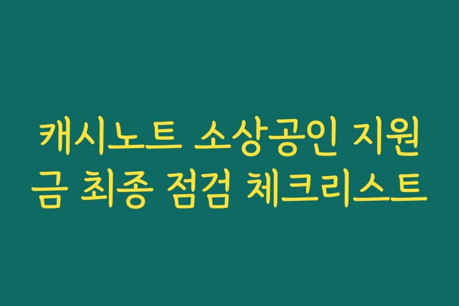 캐시노트 소상공인 지원금 최종 점검 체크리스트