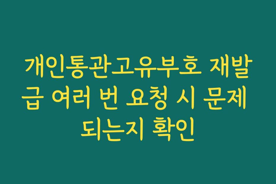 개인통관고유부호 재발급 여러 번 요청 시 문제 되는지 확인