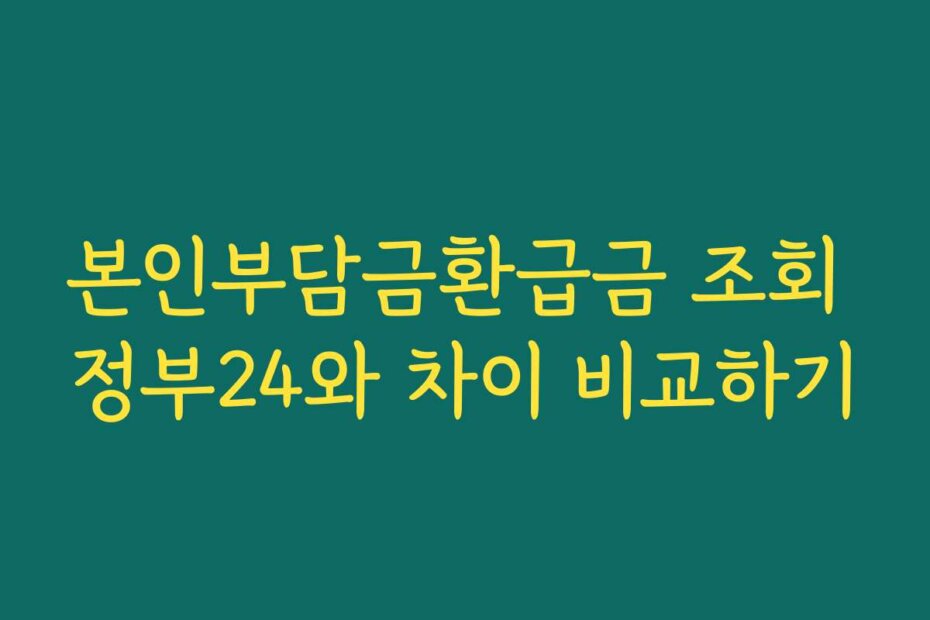 본인부담금환급금 조회 정부24와 차이 비교하기
