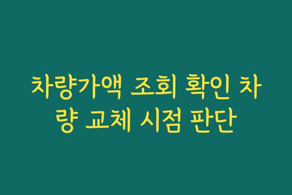 차량가액 조회 확인 차량 교체 시점 판단