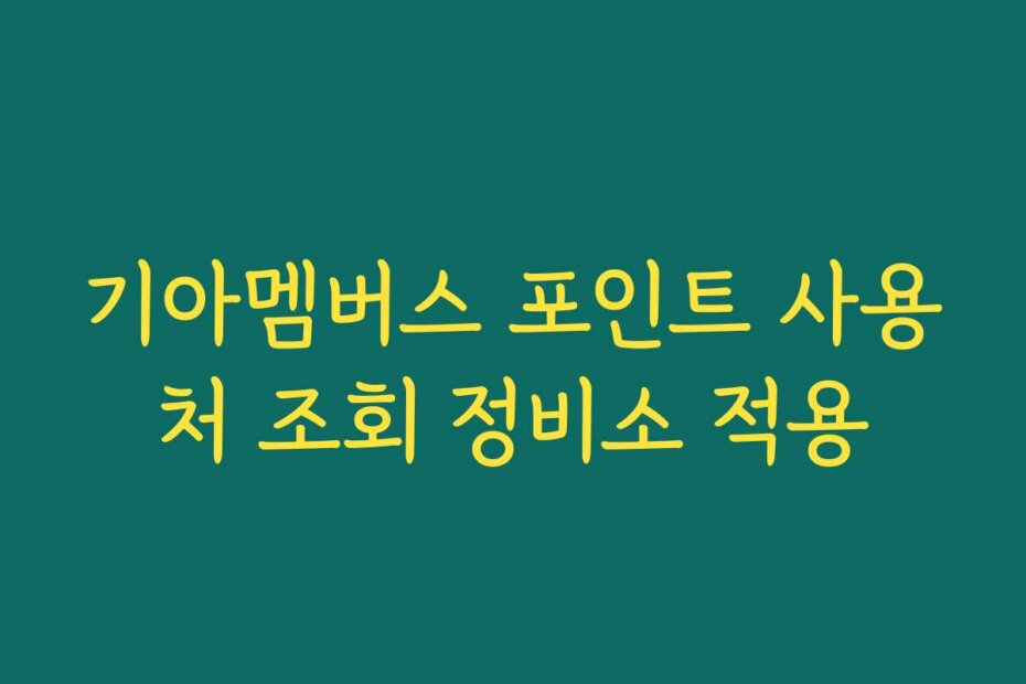 기아멤버스 포인트 사용처 조회 정비소 적용