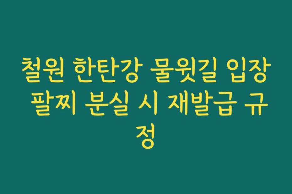철원 한탄강 물윗길 입장 팔찌 분실 시 재발급 규정