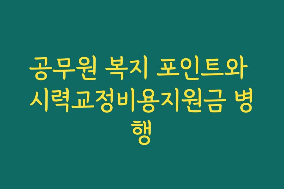 공무원 복지 포인트와 시력교정비용지원금 병행