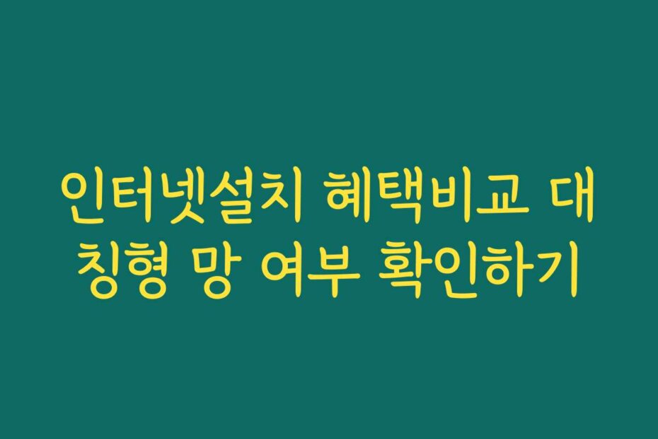 인터넷설치 혜택비교 대칭형 망 여부 확인하기