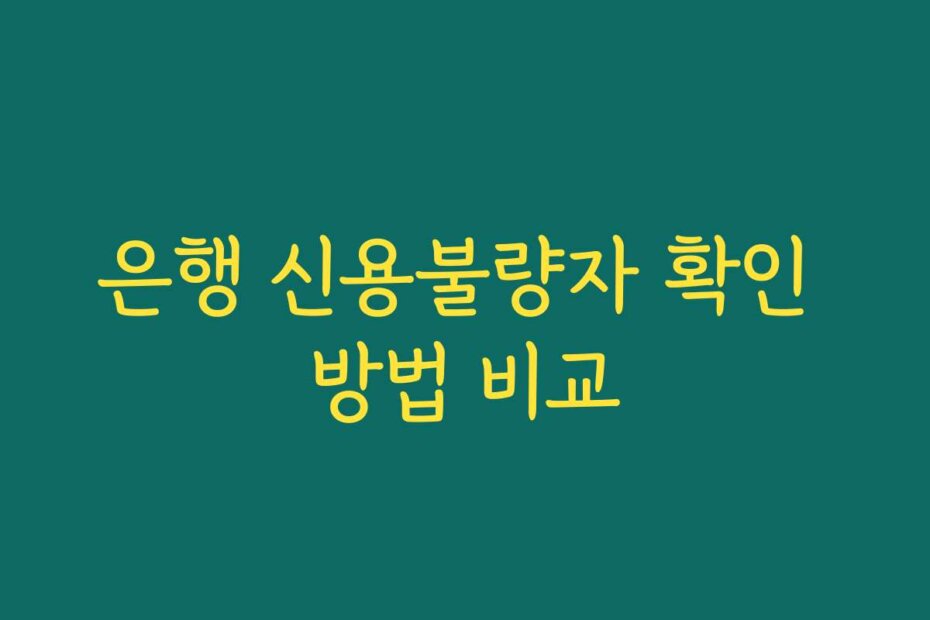 은행 신용불량자 확인 방법 비교