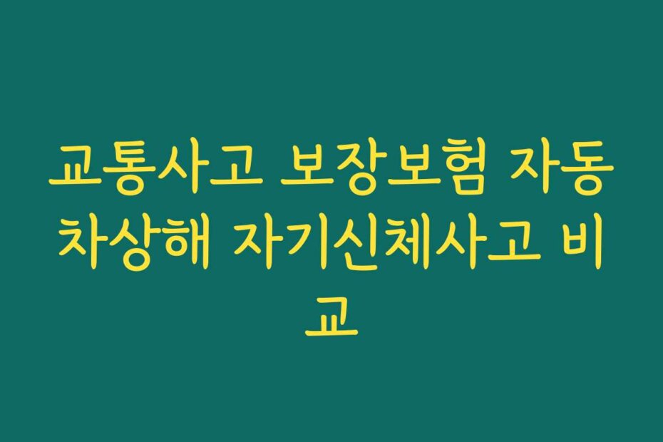 교통사고 보장보험 자동차상해 자기신체사고 비교