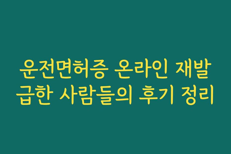 운전면허증 온라인 재발급한 사람들의 후기 정리