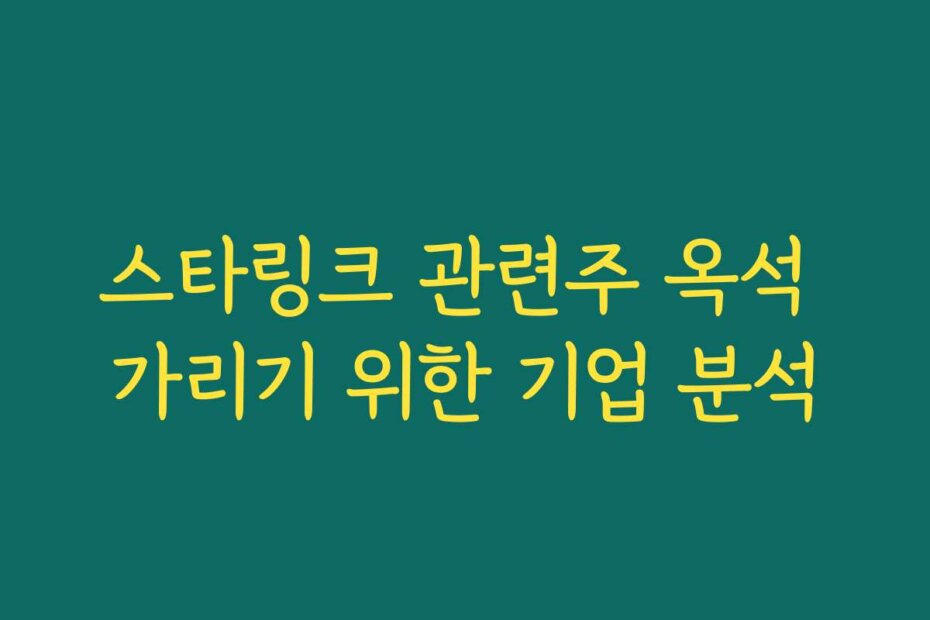 스타링크 관련주 옥석 가리기 위한 기업 분석