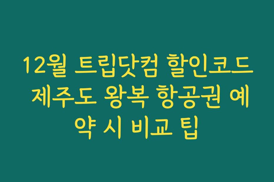 12월 트립닷컴 할인코드 제주도 왕복 항공권 예약 시 비교 팁