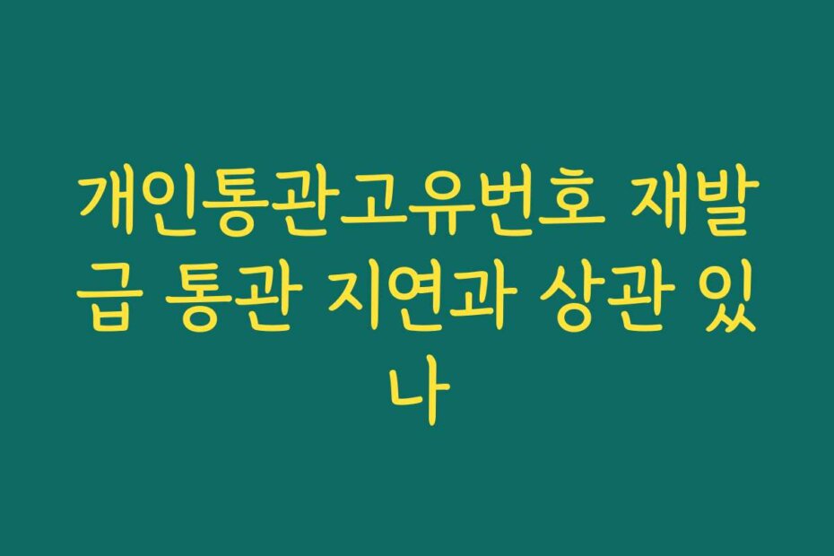 개인통관고유번호 재발급 통관 지연과 상관 있나