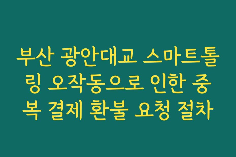 부산 광안대교 스마트톨링 오작동으로 인한 중복 결제 환불 요청 절차