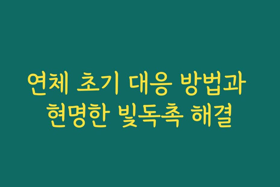 연체 초기 대응 방법과 현명한 빛독촉 해결