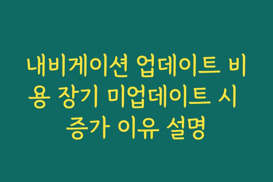 내비게이션 업데이트 비용 장기 미업데이트 시 증가 이유 설명