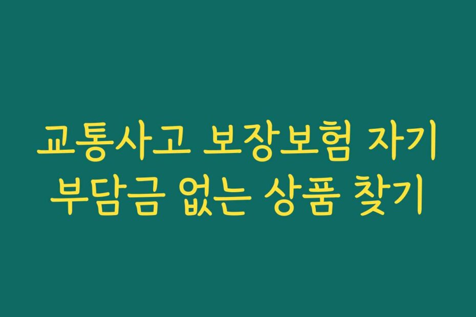 교통사고 보장보험 자기부담금 없는 상품 찾기