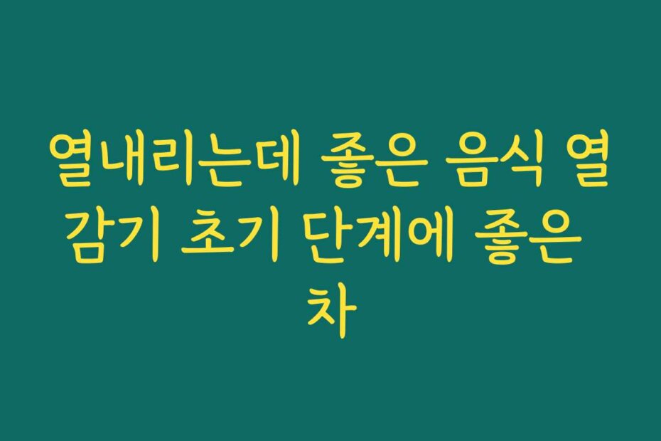 열내리는데 좋은 음식 열감기 초기 단계에 좋은 차