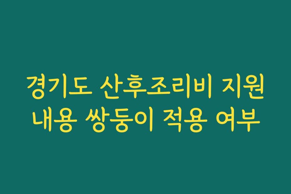 경기도 산후조리비 지원내용 쌍둥이 적용 여부