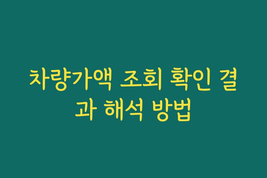 차량가액 조회 확인 결과 해석 방법