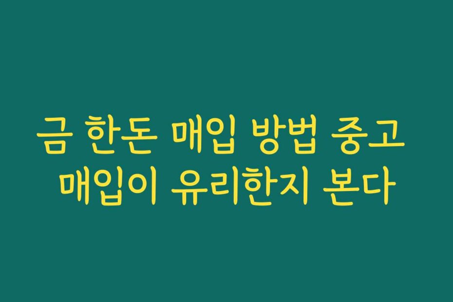 금 한돈 매입 방법 중고 매입이 유리한지 본다