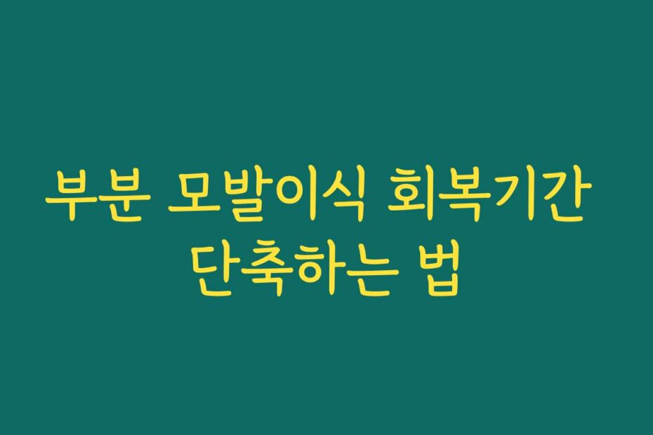 부분 모발이식 회복기간 단축하는 법