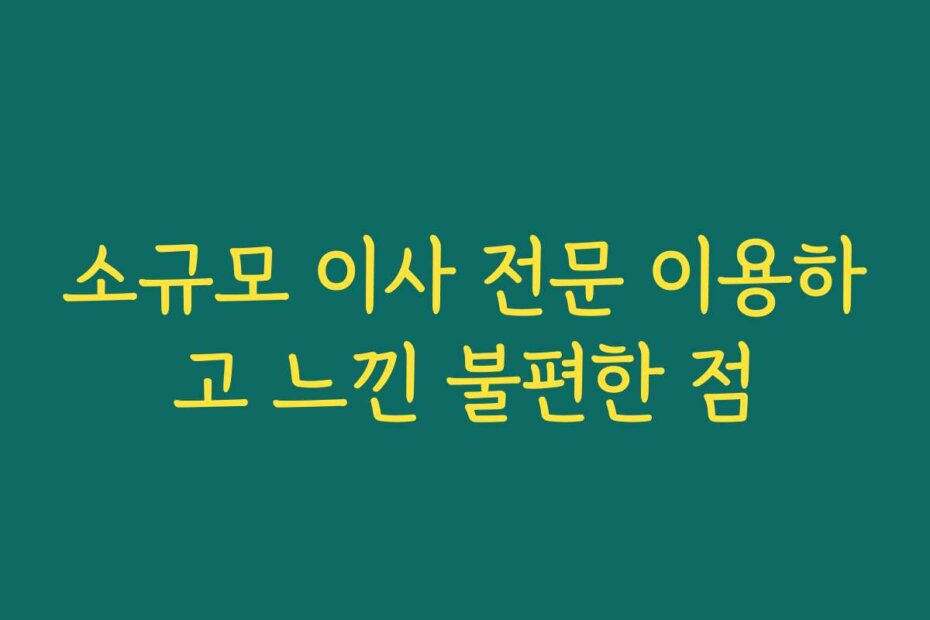 소규모 이사 전문 이용하고 느낀 불편한 점