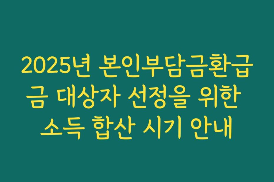 2025년 본인부담금환급금 대상자 선정을 위한 소득 합산 시기 안내