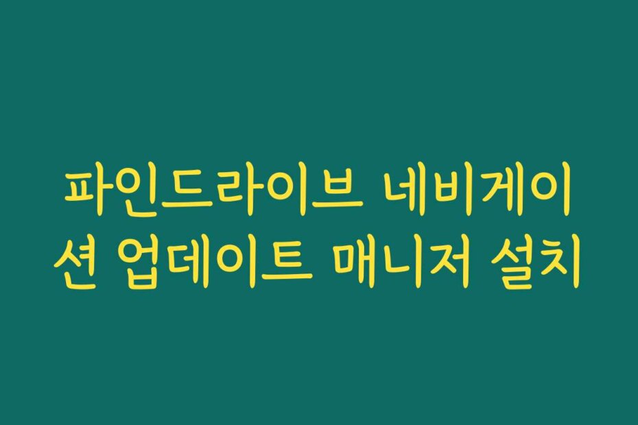 파인드라이브 네비게이션 업데이트 매니저 설치